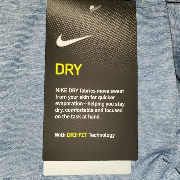 NWT Men's Nike Dri-Fit 'Dry' Long Sleeve T-Shirt Heather Lt Blue Medium - Picture 7 of 8